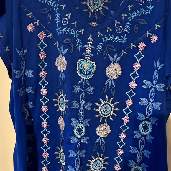 Johnny Was Royal Cobalt Blue Embroidered Blouse - Picture 5 of 9